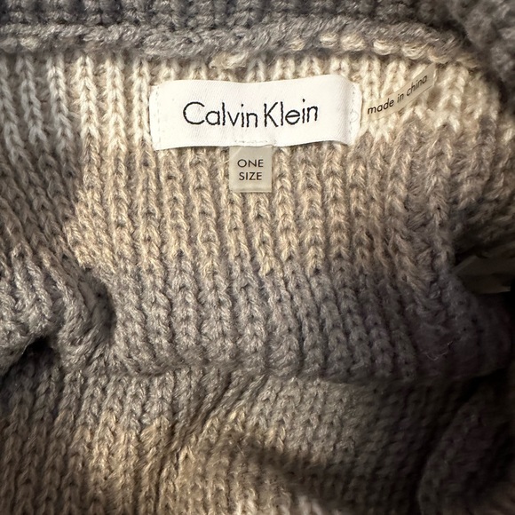 Calvin Klein Striped Sweater Tunic Silver Side Button Poncho - One Size (XXL) - Picture 7 of 12